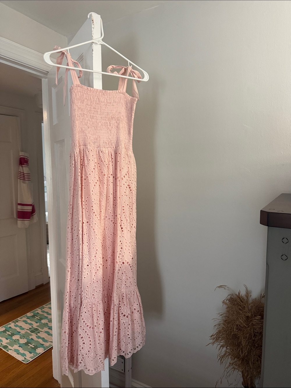 Pink Lily Light Pink Eyelet Maxi Dress